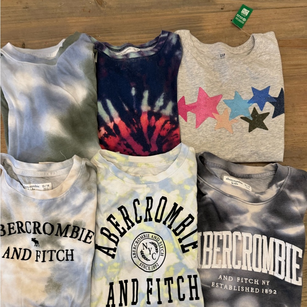 Pre Owned Lot 6 Girls T Shirts 13/14 Abercrombie & Fitch Gap Tye Dye Logo